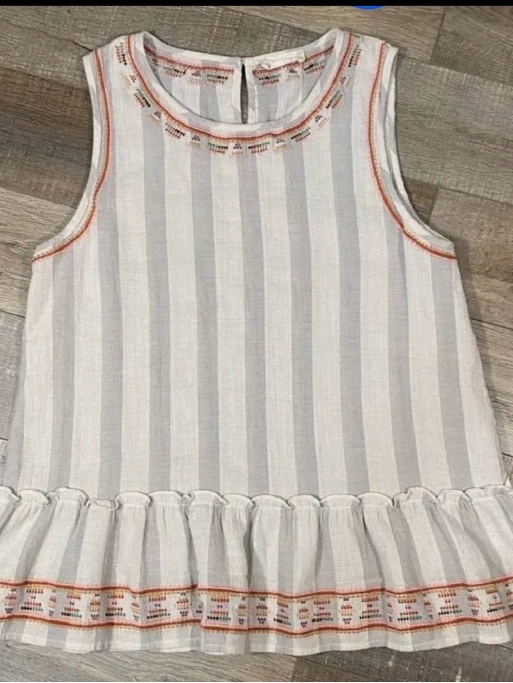Altar’d  Stste striped embroidered sleeveless peplum small